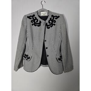 VTG Women's 8 Executive Collection Houndstooth Blazer GorpCore Velvet Button